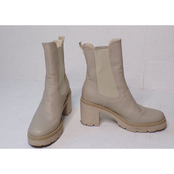 NEROGIARDINI Heeled Leather Chelsea Boot Booties Beige Khaki 9 - Picture 4 of 13